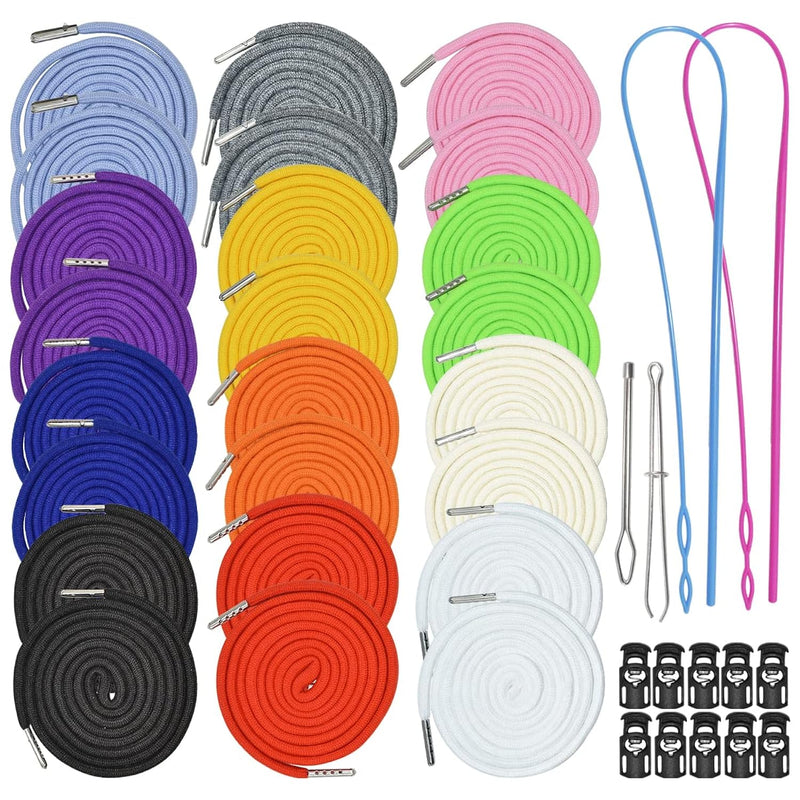 24Pcs 12 Colors Drawstring Replacement Drawstring Cords Clothing Drawstring Ho