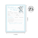 Blue Elephant Prediction And Advice Cards - Pack Of 25 - Boy Baby Shower Games, New Parents, Mom & Dad To Be, Mommy & Daddy Message, Couples Coed Shower Activity Keepsake Book Blue Polka Dot G501-Pdav