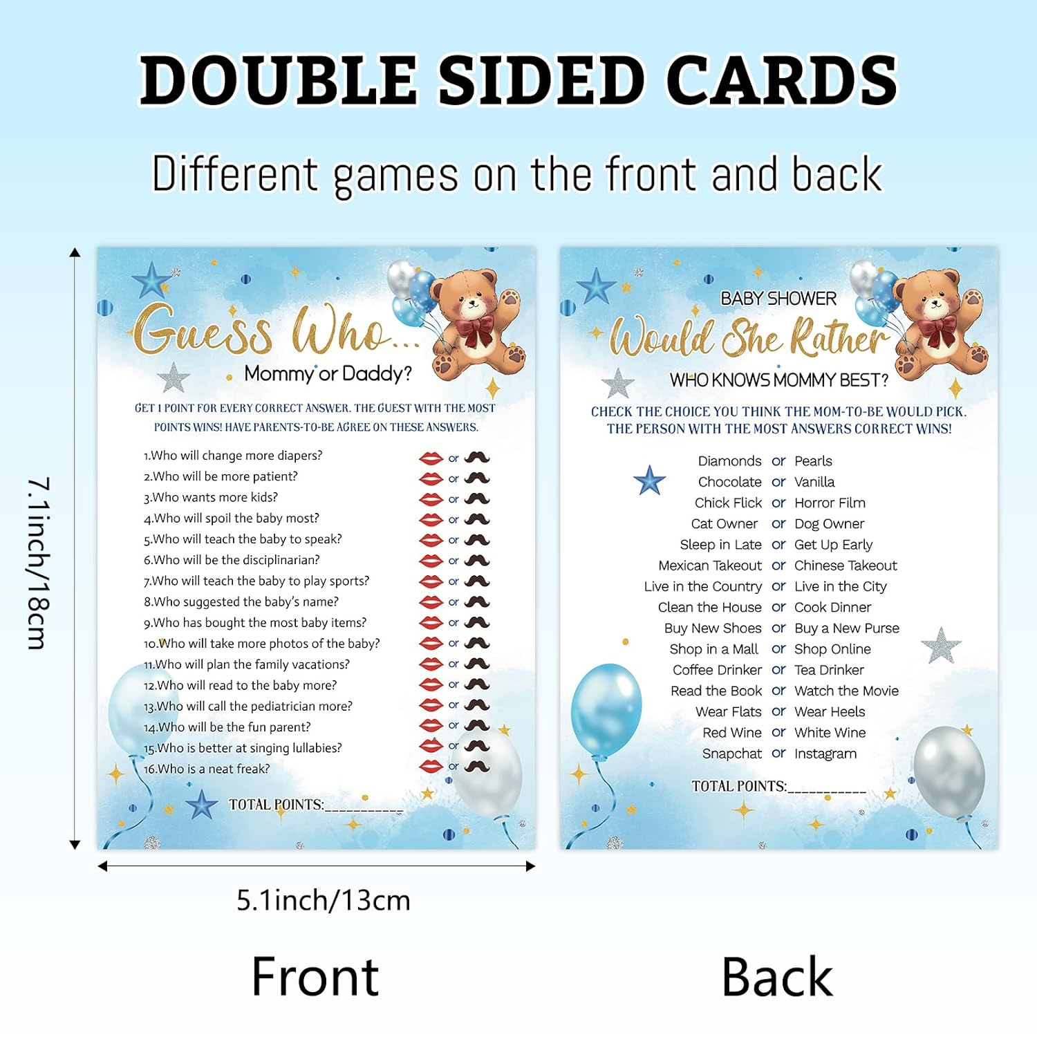 Baby Shower Games For Boy Girl, 4 Fun Games For 25 Guests, Who Knows Mommy Best, Guess Who Mommy Or Daddy, Word Scramble, Baby'S Descriptions & Well Wishes, Blue Bear Baby Showers Decorations