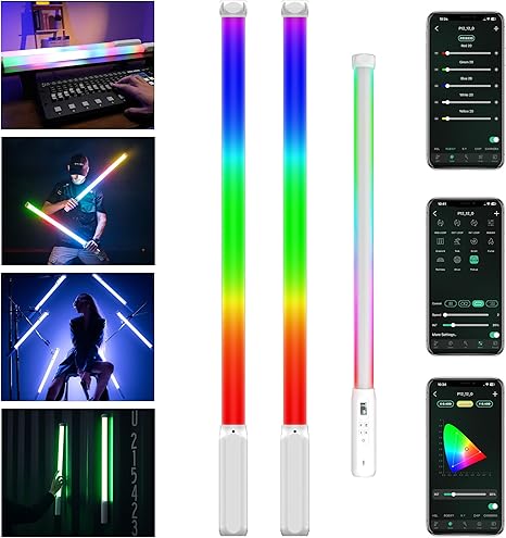 2 Pack RGB Tube Light Wand Full Color Handheld LED Stick Light with App Control Pixel Effects and Magnet