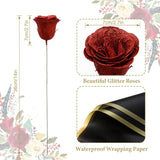 Glitter Roses Bouquet 26 Pack Diy Glitter Flowers Bouquet Shiny Artificial Red Rose Bouquet With Crown Butterfly For Mothers Day Flowers Anniversary Valentines Day Wedding Graduation Gift