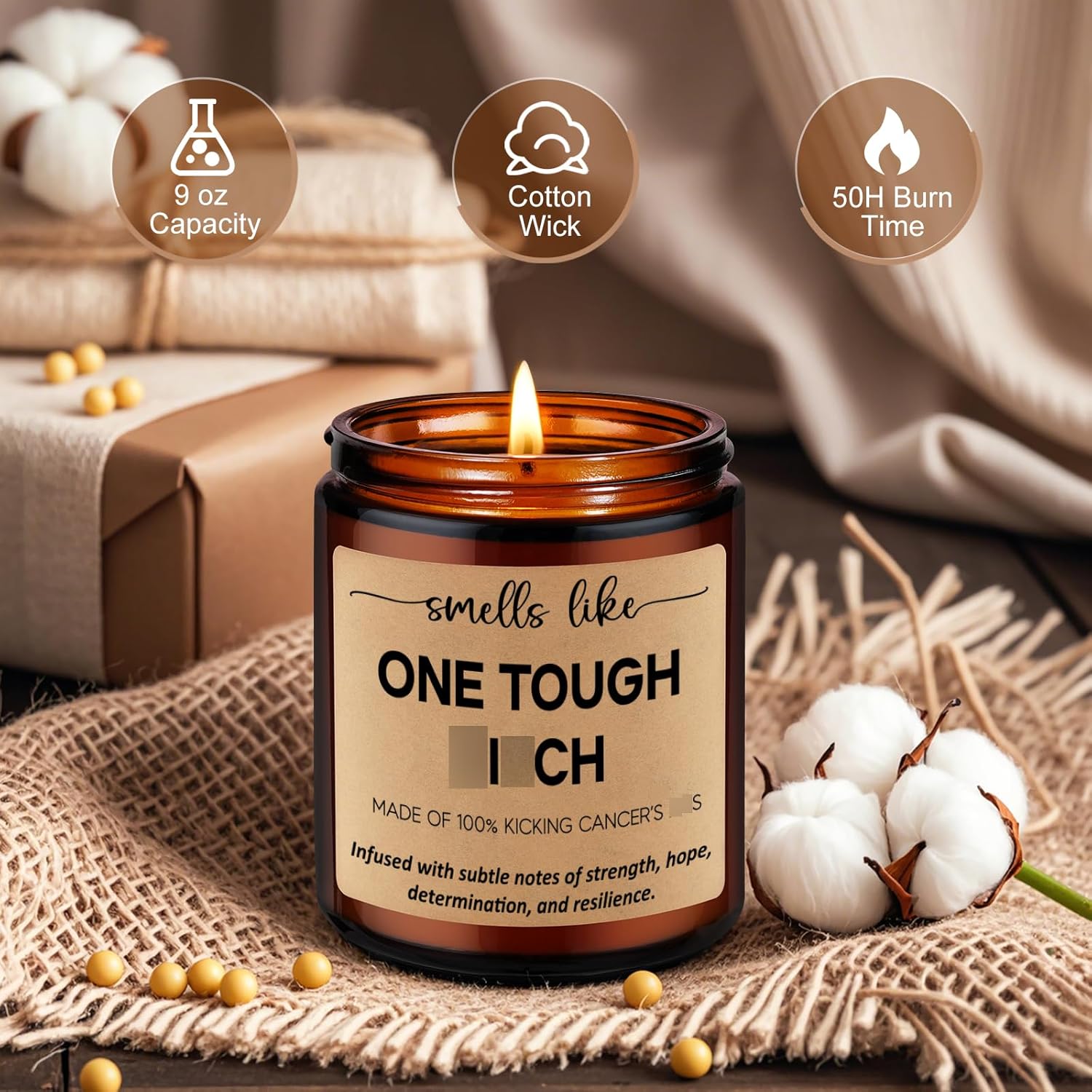 Scented Candles - Breast Cancer Survivor Gifts For Woman - Chemo Comfort Items, Cancer Care Gifts For Women - Funny Mastectomy, Cheer Up, Surgery Recovery Present For Chemo Patients, Mom