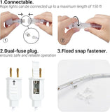 50FT White LED Rope Lights Waterproof Connectable Flexible Tube Lights with 8 Modes for Patio Garden Deck