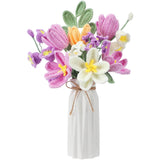 11 Pcs Crochet Flower Bouquet Handmade Knitted Tulip Bouquet Artificial Flowers Fake Tulips For Mothers Day Teacher Appreciation Nurse Gift (Purple)