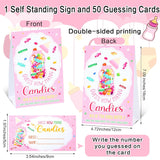 Baby Shower Games 15'' Giant Plastic Bottles Guess How Many Baby Shower Games Large Bottle With Sign 50 Guessing Cards For Gender Reveal Party Favors(Pink)