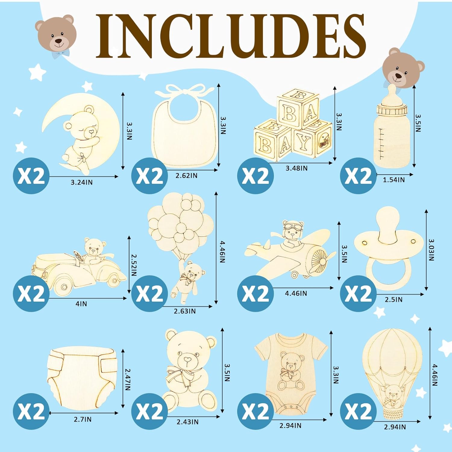 24 Set Bear Baby Shower Activity Supplies Wooden Painting Kit For Adults We Can Bearly Wait Baby Shower Decorations Gender Reveal Party Favors Guests Prize Gift Goodie Bag Stuffers