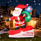 6Ft Christmas Inflatables Decorations Outdoor?Blow Up Skiing Santa Claus With Built-In Leds Lights For Indoor Holiday Pa