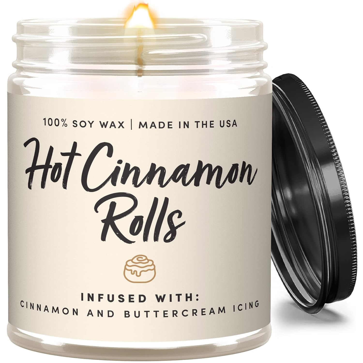 Cinnamon Rolls Fall Candles For Home Scented – Cinnamon And Buttercream Frosting – Perfect Home Décor Gifts For Autumn, Holiday, Christmas, Winter - 9Oz, Soy Wax, 50 Hour Burn