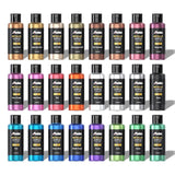 Metallic Acrylic Paint, Set Of 24 Metallic Colors In 2Oz/60Ml Bottle, Rich Pigments, Non Fading, Non Toxic Paints For Artist, Beginners & Kids Painting On Rocks Crafts Canvas Wood, Fabric&Stone