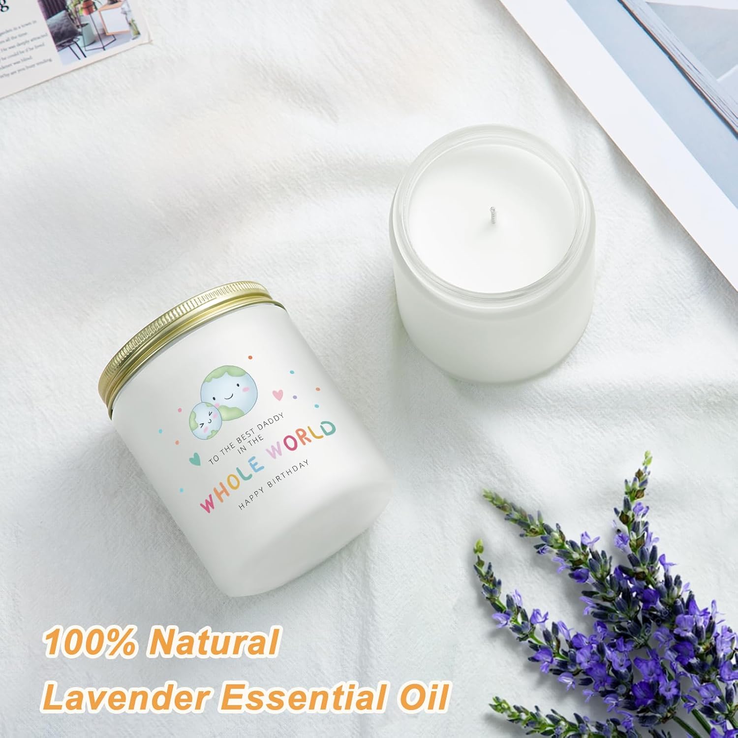 Birthday Gifts For Dad From Daughter Son, Lavender Candle Gift