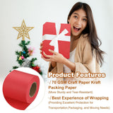 Wrapping Paper, 12" X 500"(42') 70 Gsm Craft Paper Roll Kraft Packing Paper For Poster Bulletin Board, Gift Wrapping, Bright Red