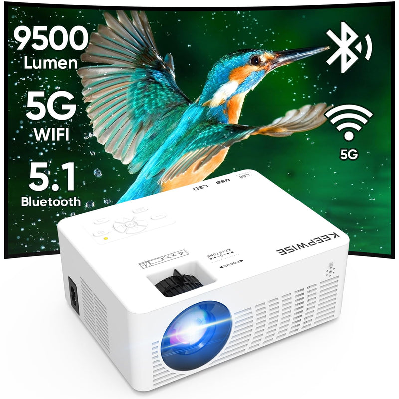 Mini Projector, 2023 Projector With Wifi And Bluetooth, 9500 Lux Movie Project