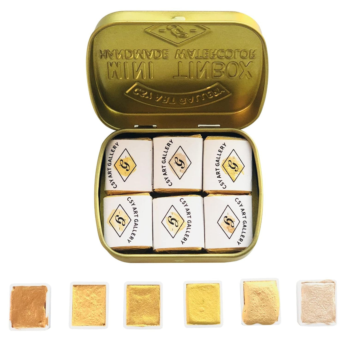 Metallic Watercolor Paint Set – Set Of 6 Shimmery Gold Solid Water Colors – Artist Quality – Perfect For Adults, Students, Hobbyists(Earth Golden)