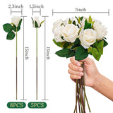 13Pcs Cream White Artificial Roses, Fake Rose Bouquet Realistic Faux Rose Flowers For Diy Wedding Table Centerpiece