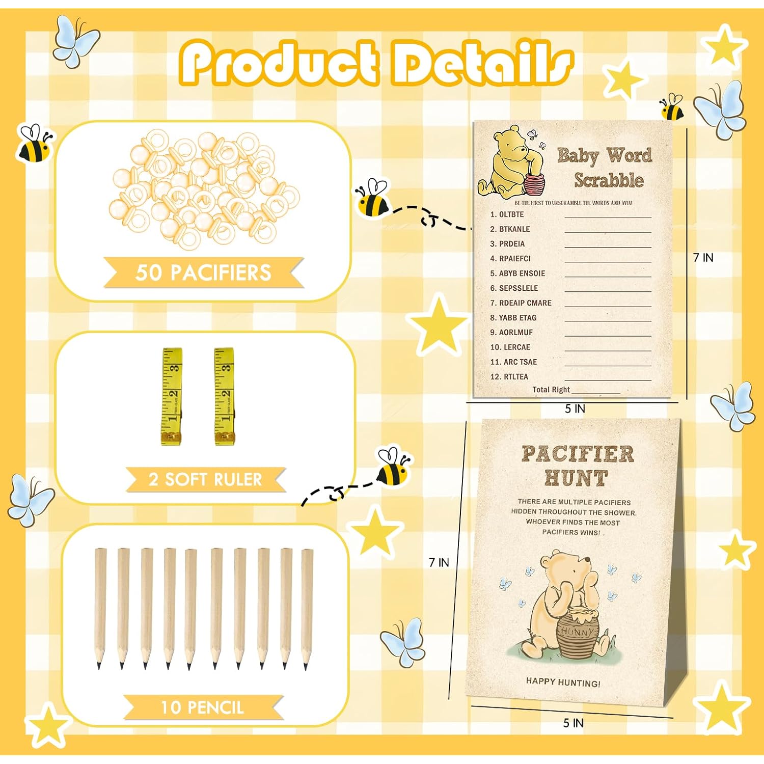 Winnie Baby Shower Games & Decor - 9 Activities, Party Favors & Decorations
