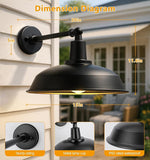 15 Inch Outdoor Gooseneck Barn Light Black Farmhouse Wall Fixture for Porch Garage Patio Exterior