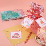 Pop Up Birthday Card, Heartfelt & Funny 3D Popup Birthday Greeting Card With Envelope Pink Sweet Foldable Gift Decoration Box For Women (For Grandma)