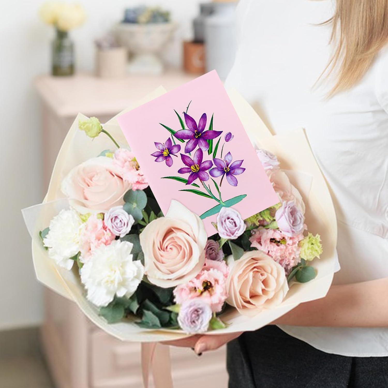 Pop Up Birthday Card - 7.9” X 5.8" 3D Pop Up Flower Cards For Mother Day Birthday Thank Yous Get Well Or Any Occasion -Mothers Day Card For Mom Grandma Wife And Women
