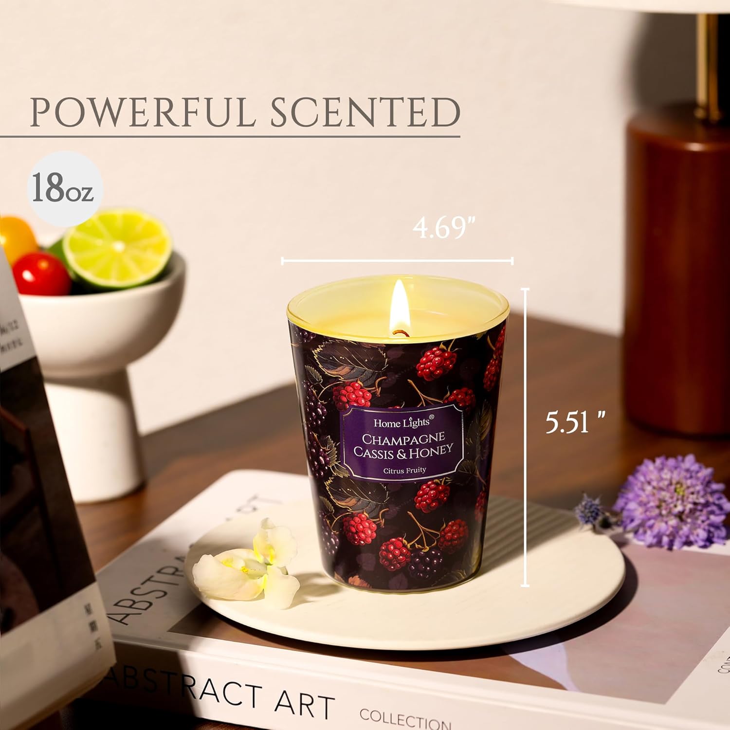 Homelights Scented Candles For Women & Men, 6.7Oz Candle Jars Aromatherapy Single Wick Candle, Ideal For Eclectic Mixed Styles Home Decor And Gifts, Champagne Cassis & Honey