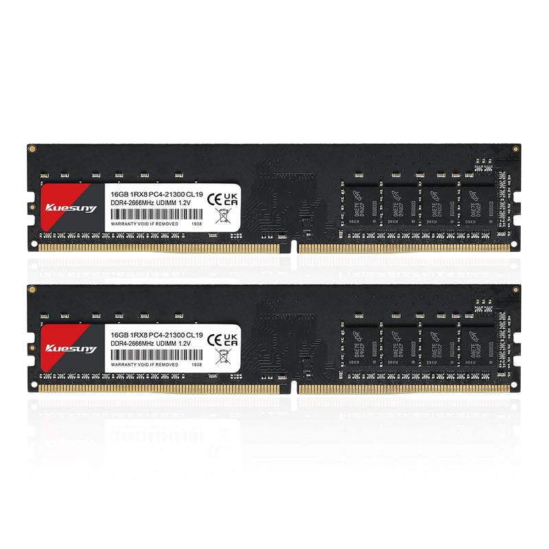 Ddr4 Ram 32Gb 2666Mhz (2X16Gb) Kit Pc4-21300 Non-Ecc Unbuffered 1.2V Cl19 1Rx8