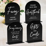 4 Pcs Acrylic Wedding Signs - 5X7 Inch Black Signage For Ceremony And Reception, Guest Book, Cards, Favors, In Loving Memory, Wedding Reception Decor