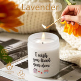 Best Friend Gift For Woman, I Wish You Lived Next Door 6.4Oz Soy Wax Scented Candles, Nature Lavender Candle Jar 35 Hours Burning Time Birthday Gifts For Women Her, Bff, Sisters, Besties