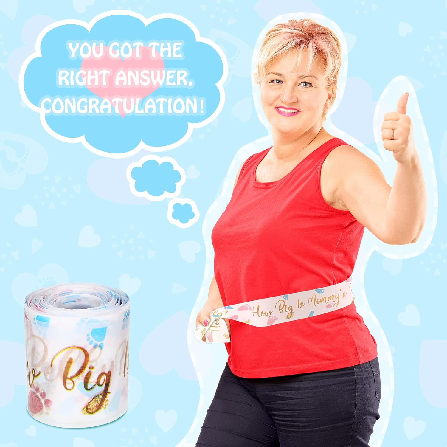 2 Rolls Baby Shower Games Tummy Measuring Tape Belly Measure Game Baby Tape Game Baby Shower Party Favors Measure Tape Game Supplies For Women, 2 Inch X 150 Feet