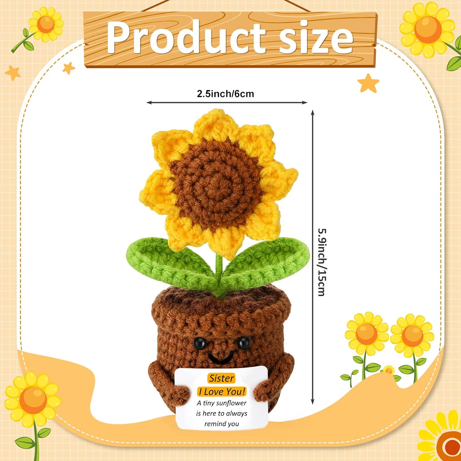 Valentines Day Gifts For Her Sister Birthday Gifts From Sister Emotional Support Crochet Sunflower Gifts For Women Friends