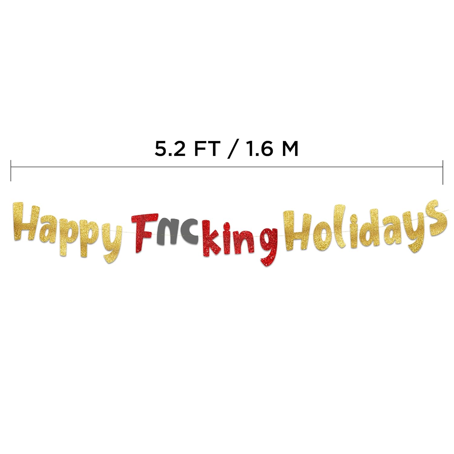 Happy Holidays Gold Glitter Banner – Funny Christmas, Thanksgiving, New Years, 4Th Of July, Memorial Day, Labor Day, Party Supplies, Gifts And Decorations