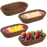 4 Pack Wooden Dough Bowls Bulk Rustic Dough Candle Bowls For Wedding Diy Candle Home Crafts Making Farmhouse Fruits Supplies Decoration(9.5 X 5.5Inches,Brown)