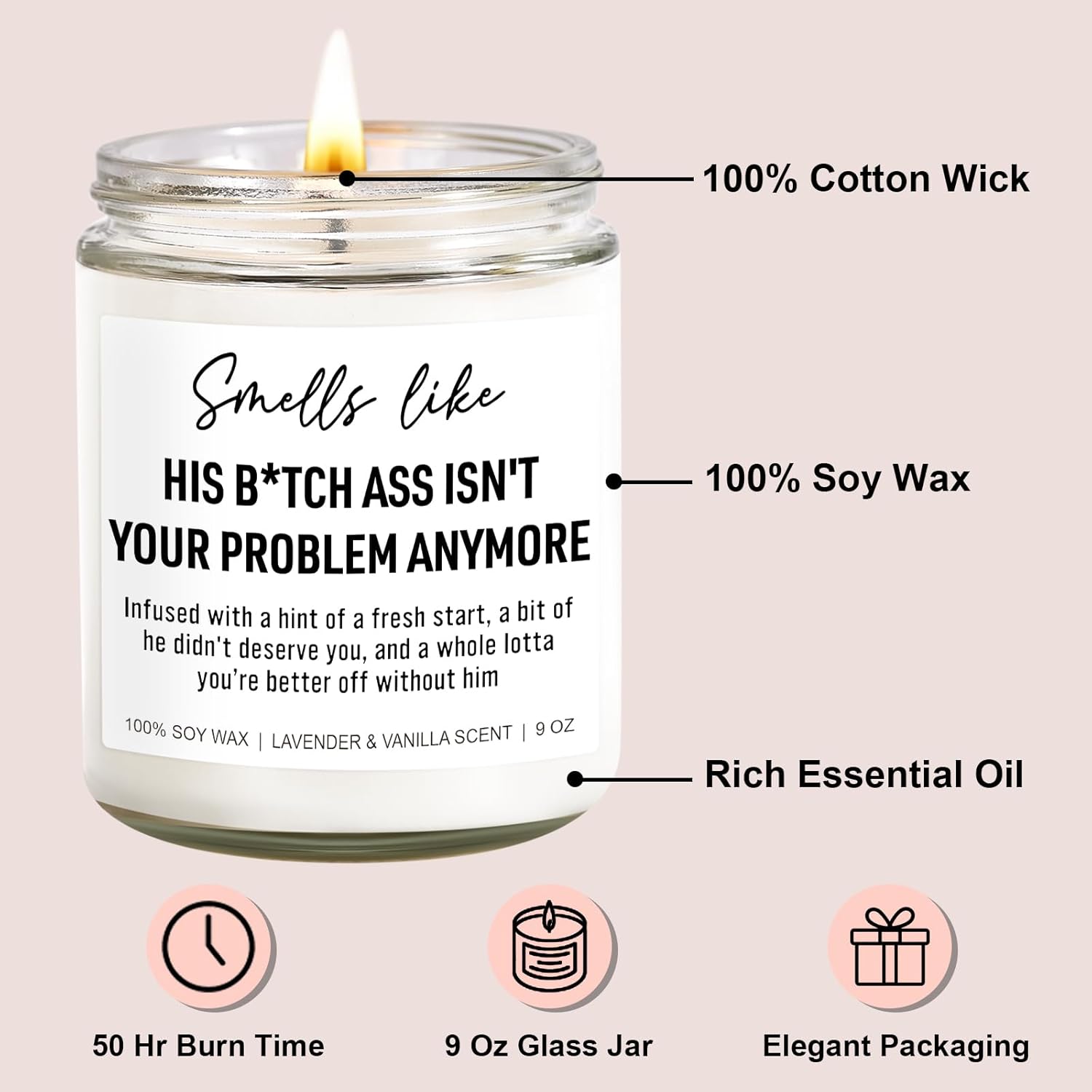 Funny Scented Candles, Divorce Gifts For Women, Divorce Party Decorations - Cheer Up, Breakup Gifts For Women, Newly Divorced Woman, Her - Break Up, Ex Boyfriend Presents - 9 Oz