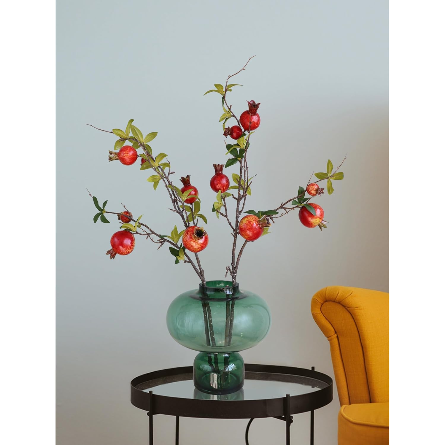 2Pcs Red Berry Stems Pomegranate Faux Flowers Fall Fake Floral Artificial Fruits Decor Tall Branches For Vase Room Dining Table Arrangements Christmas Tree Decorations Indoor