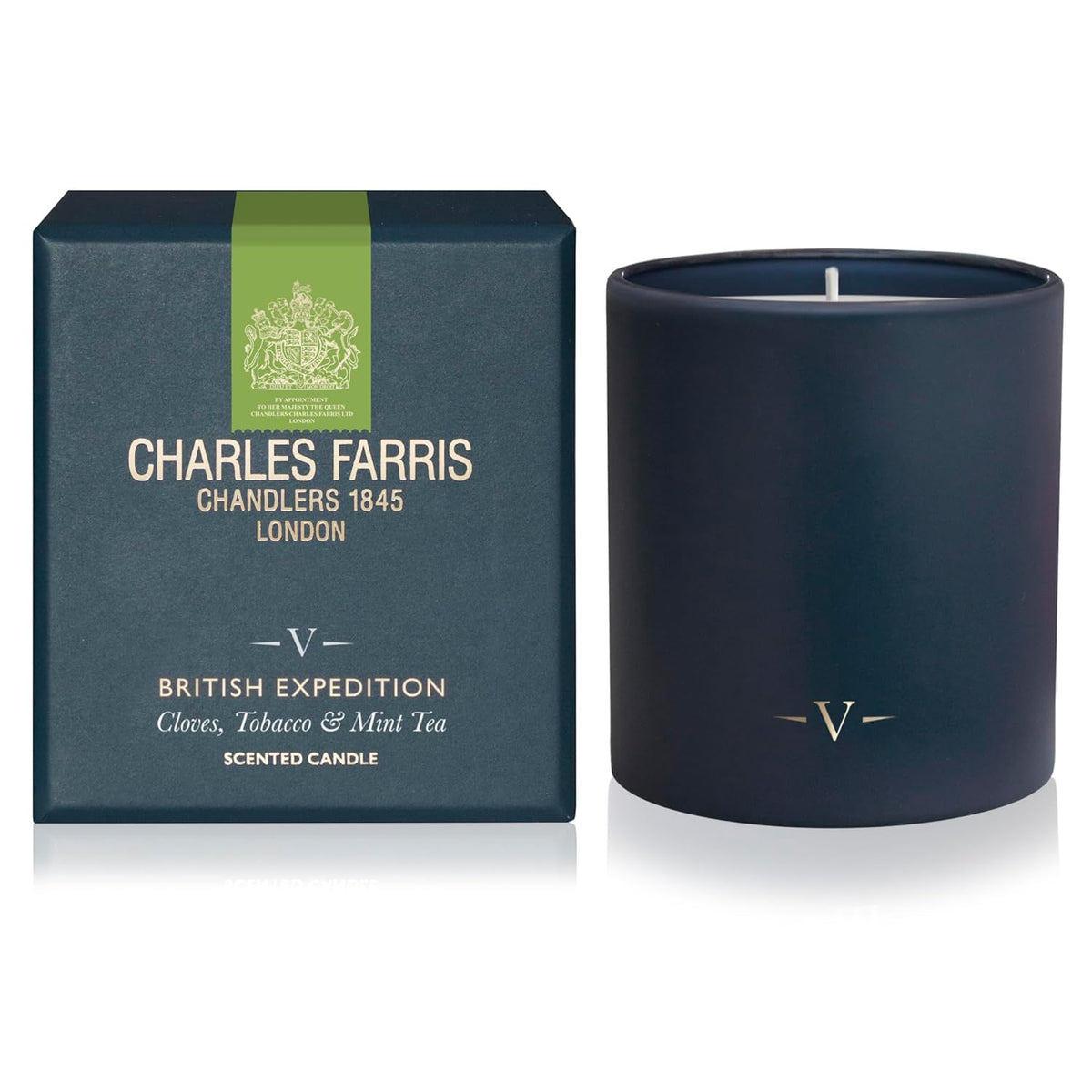 Luxury Scented Candle – 1 Wick, Hand-Poured, Long Lasting, Clean Burning, 210G / 7.5Oz, Burns For Up To 50 Hours, Made In England – Cloves, Tobacco & Mint Tea – British Expedition
