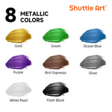 8 Colors Metallic Acrylic Paint, 250Ml/8.45Oz Bottles Acrylic Paint Set, Rich Metallic Shade, Bulk Painting Supplies For Artists, Beginners And Kids Painting On Rocks Crafts Canvas Wood