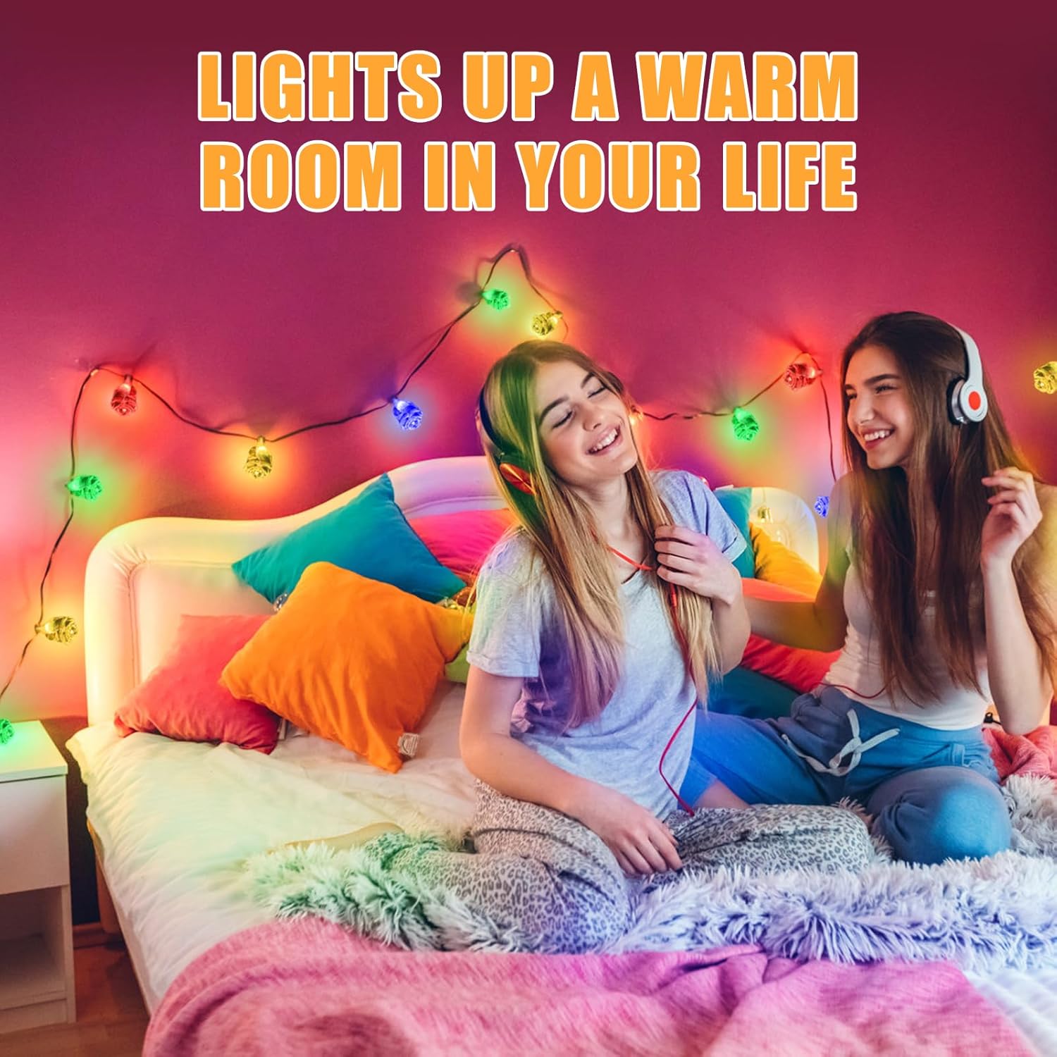 String Lights Indoor, 33Ft 80 Led Rose Flower Lights, 8 Modes Dimmable & Timeable Twinkle Lights, Festival Christmas Dec