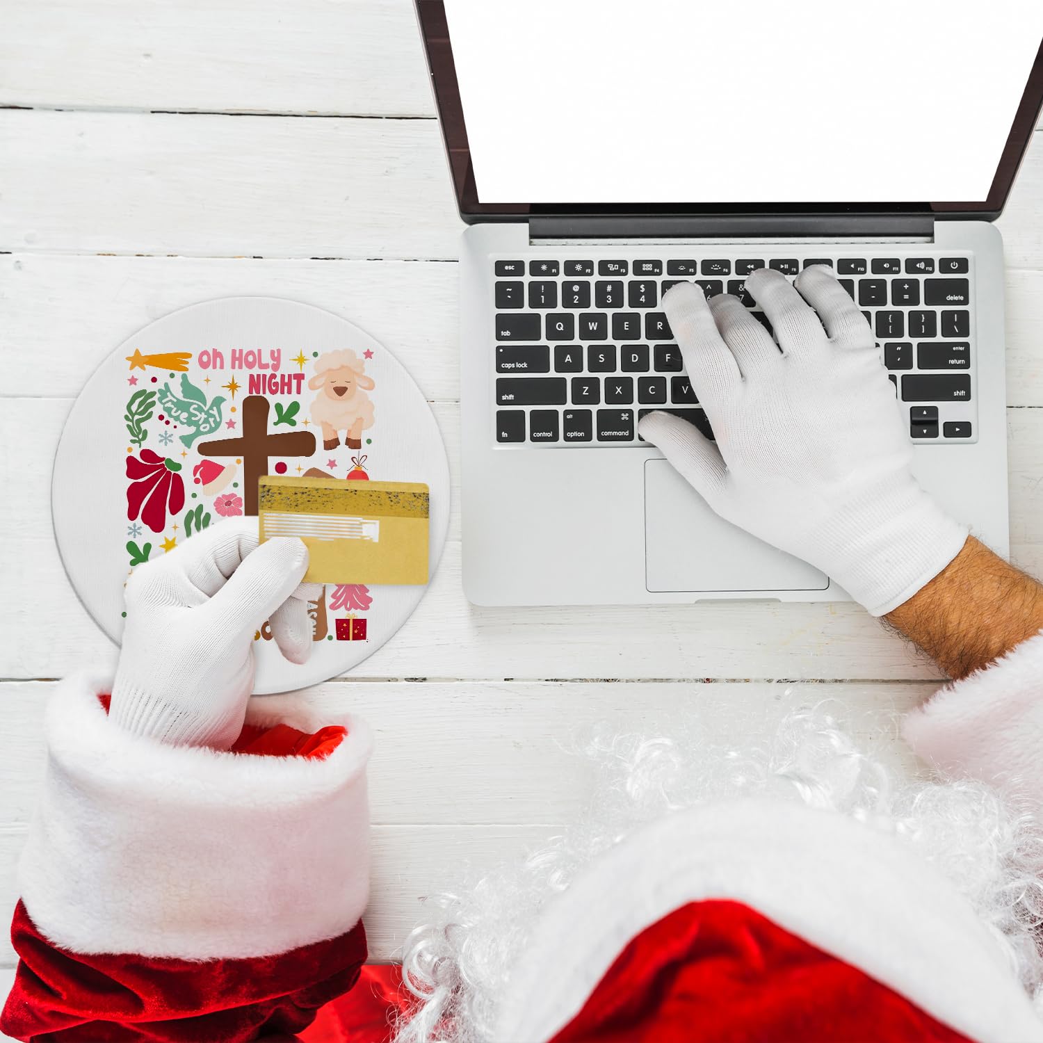 Christian Christmas Mouse Pad For Desk, O Holy Night Jesus Is The Reason Decor Mousepad For Desktop Home Office Dorm Computers Laptop, Religious Office Supplies Desk Accessories, 8.7X8.7 Inch