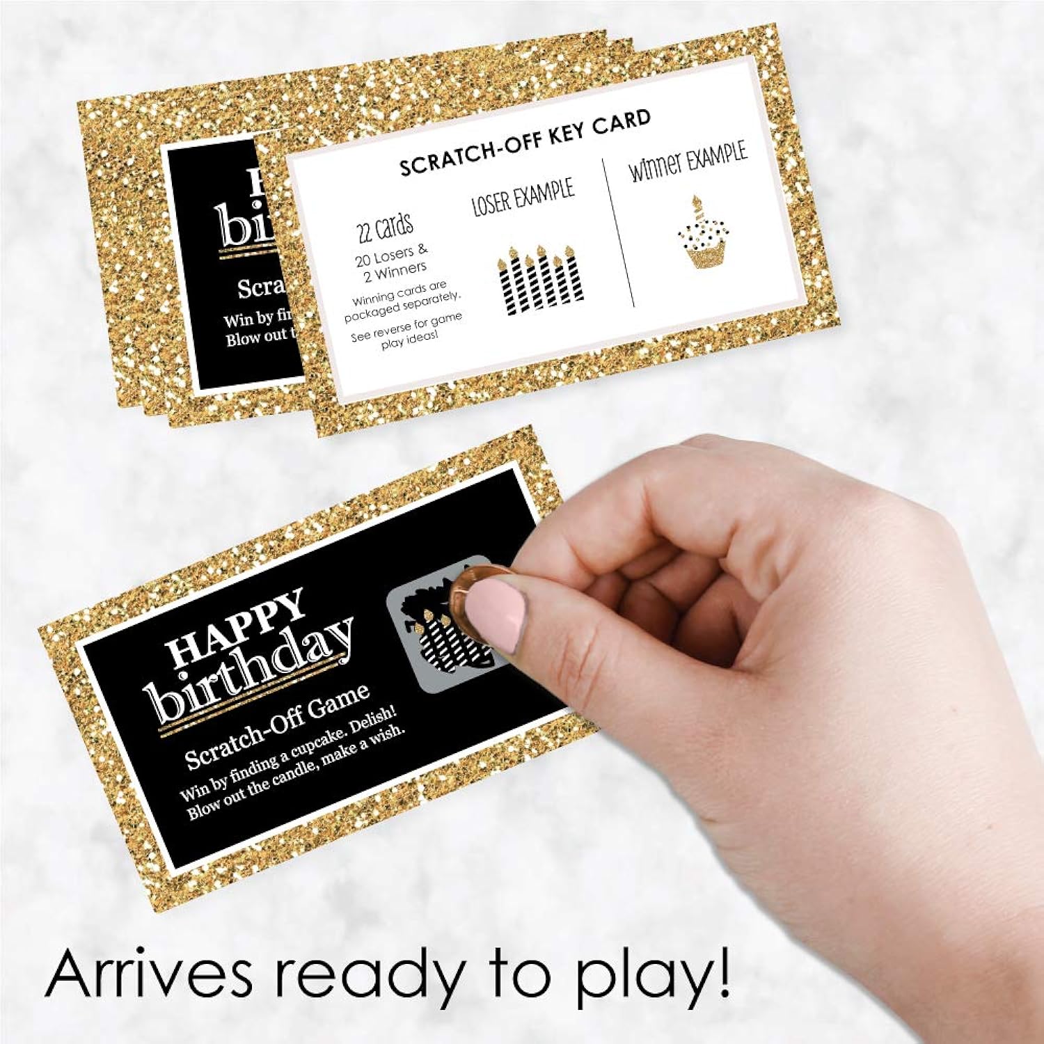 Big Dot of Happiness Adult Happy Birthday - Gold - Birthday Party Game Scratch Off Cards - 22 Count