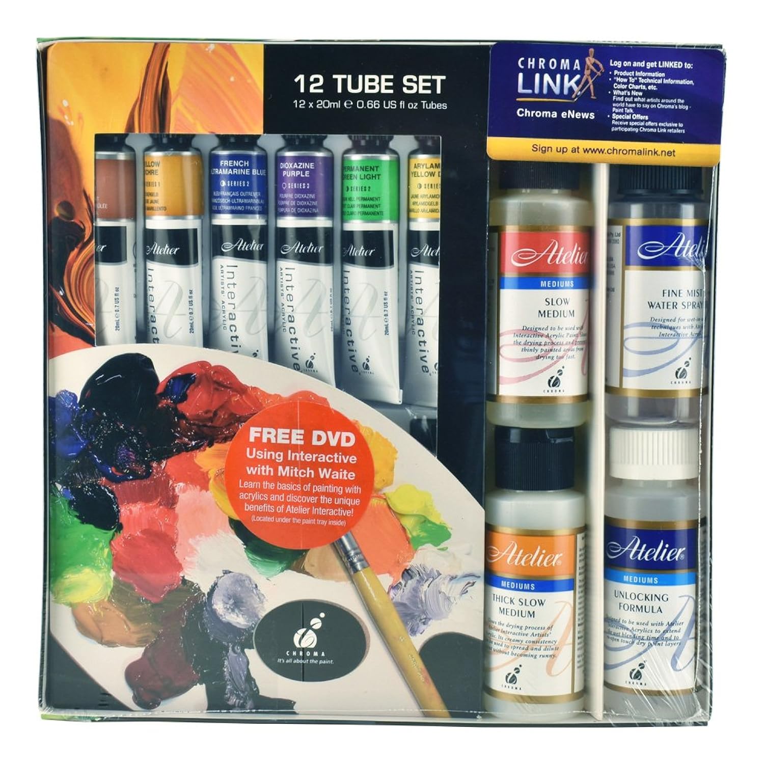 Chroma Atelier Interactive Acrylic Plein Air Set 12 Tube Set 20ml with Mediums