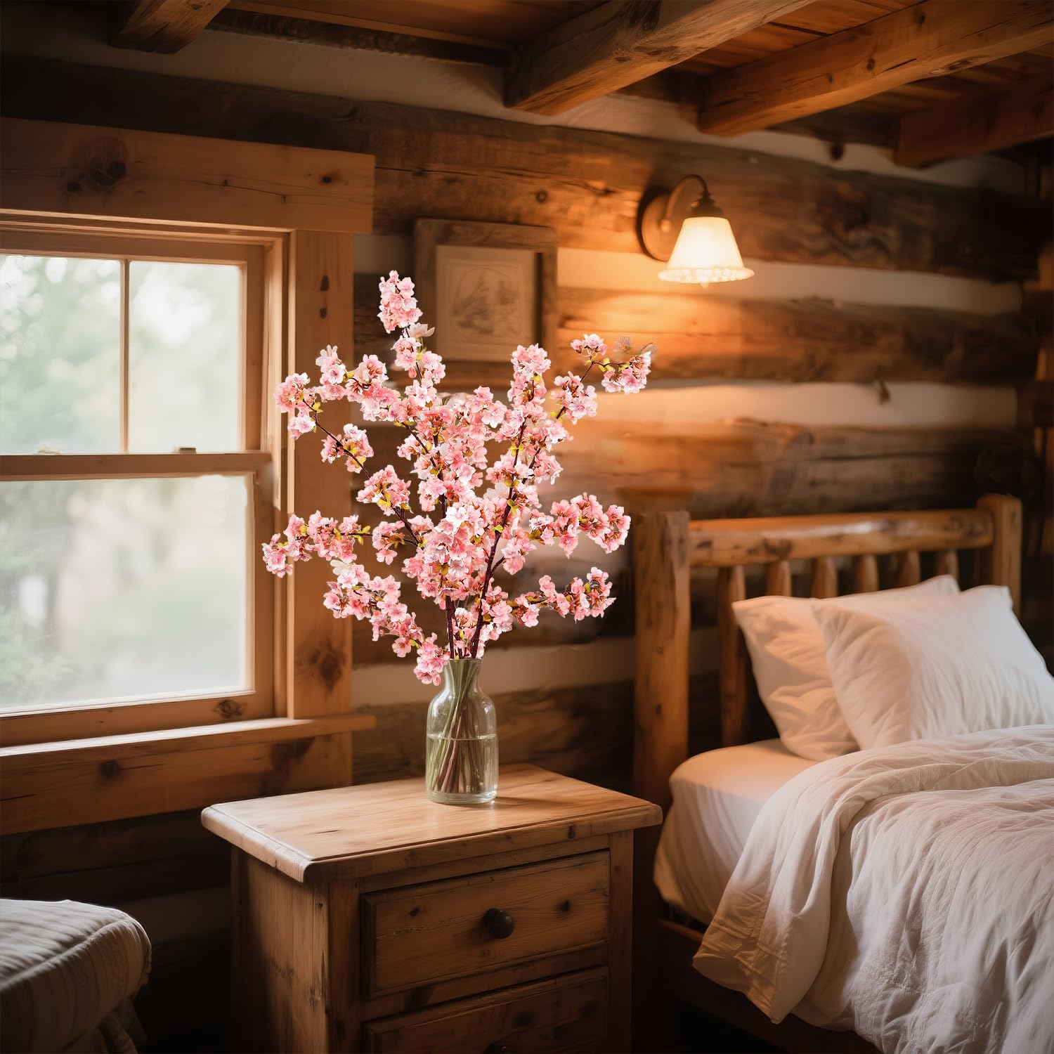 39.3 Inch Pink Cherry Blossom Branches Fake Cherry Blossom Bouquets Long 3Pcs Branches Flowers Stems Silk Tall Japanese Fake Flower Arrangements For Home Wedding Party Decoration
