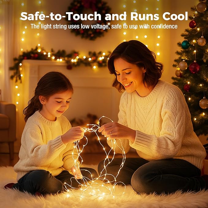 24 Pack Battery Operated Fairy Lights 7FT 20 LED Warm White Twinkle String Lights 3 Modes Waterproof Silver Wire for Mason Jars Wedding Party Christmas Decor