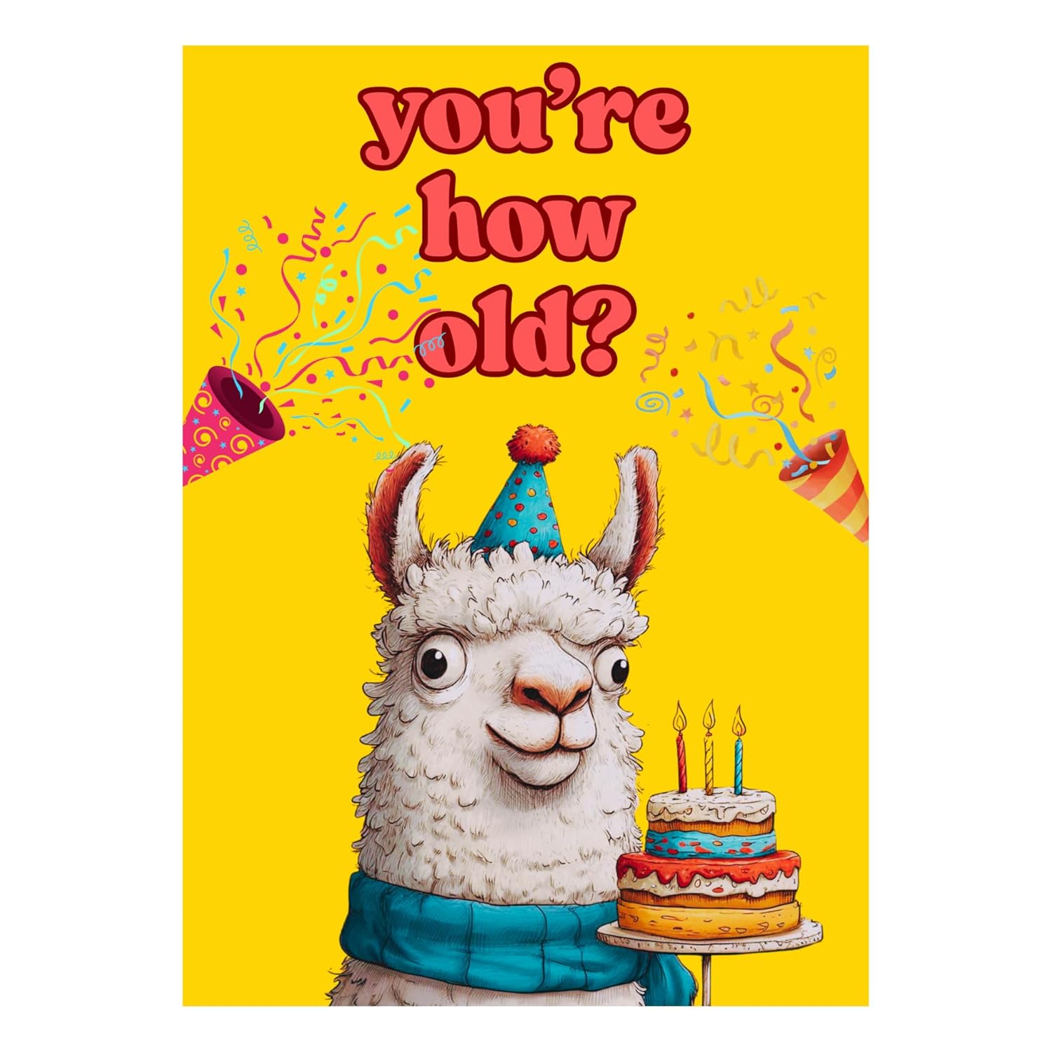 Screaming Alpaca Goat Birthday Card – Funny Talking Motion Greeting Card For Men, Women, Kids – Hilarious Meme Sound And Shaking Head – Great 21St, 30Th, 40Th, 50Th, 60Th, 70Th Birthday Card – Unique Bday Gag Gift – 5.5X8 Inch With Blue Envelope