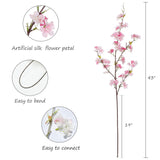 Artificial Cherry Blossom Flowers (4Pcs, Pink), Real Touch Silk Bouquet For Home, Wedding, Garden And Party Events Decoration, Diy Fake Floral Arrangements