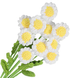 Crochet Flowers Handmade Knitting Daisy Artificial Woven Small Potted With Stems For Valentine'S Gifts Home Wedding Party Office Table Decor, White Count 10