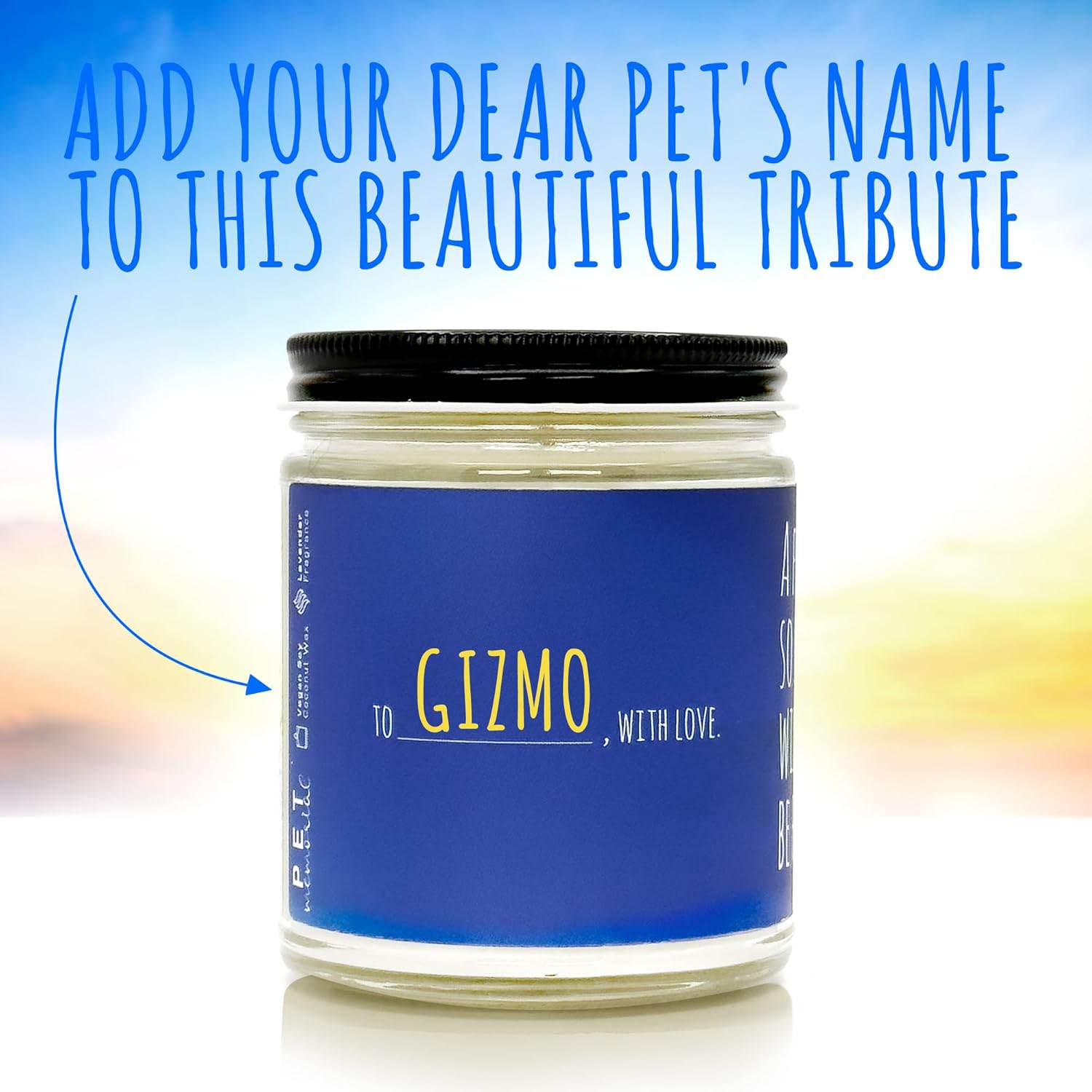 Back to Basics Pet Memorial Candle | Gifts for Loss of Dog or Cat - 9oz Lavender Scented Candle, Non-Toxic Vegan Soy Coconut Wax with Gift Box, Think of You, Grief