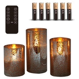 Flameless Silver Mercury Glass Led Pillar Candles With Remote And Timer, Batteries Included, Flickering Warm White Light, Set Of 3 For Christmas, Home Décor, Weddings, Parties, And Romantic Ambiance