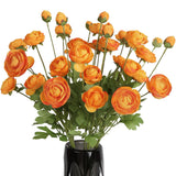 Artificial Ranunculus Flowers With Long Stem 8Pcs 32Heads, Orange Ranunculus Silk Flowers Persian Buttercup Fake Flowers For Floral Arrangement Wedding Table Centerpiece Home Decor (Orange)