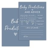 Baby Shower Games - Boy Predictions & Advice Cards - Minimalist Aesthetic Gender Reveal Games - Blue Decorations - 25 Cards