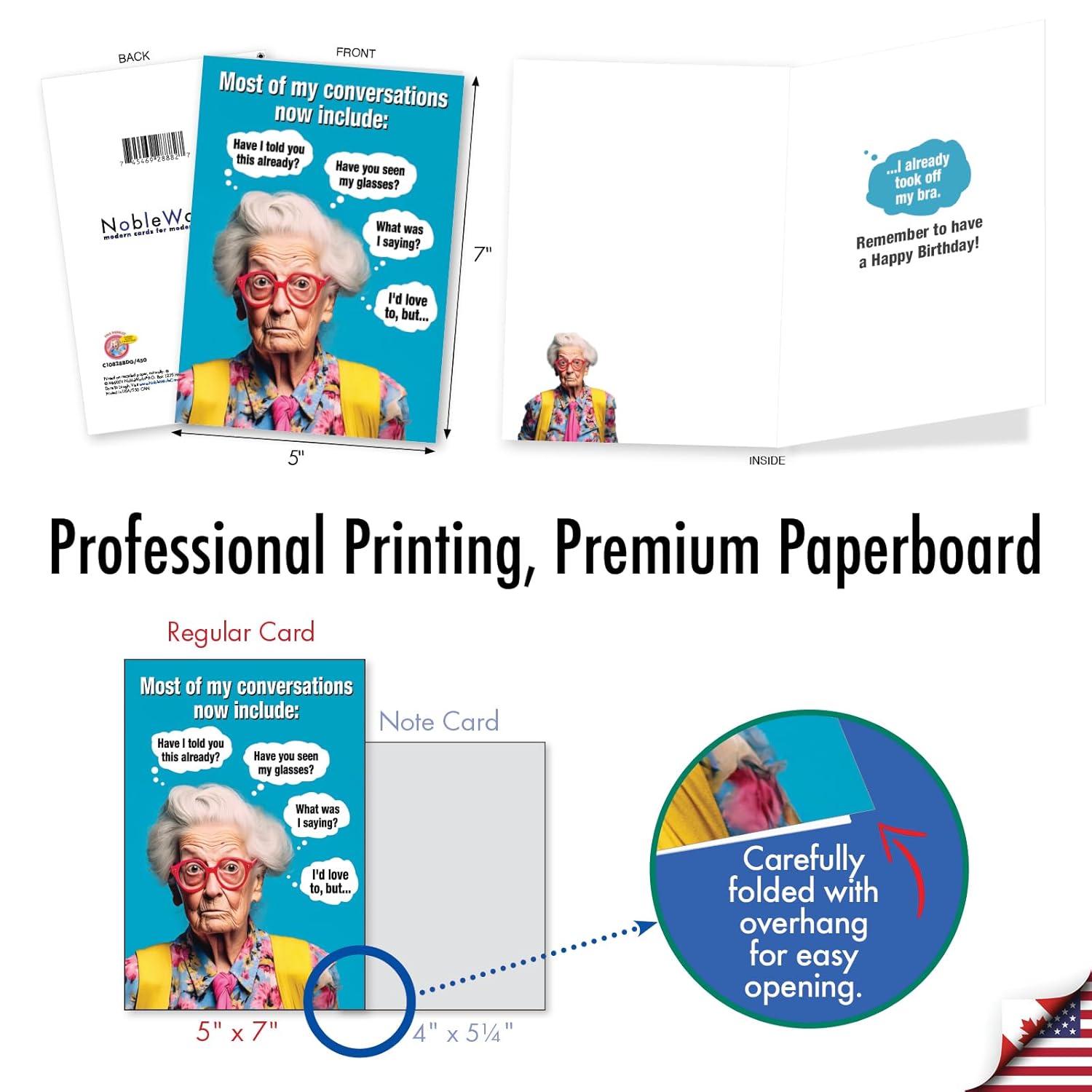 , Funny Birthday Greeting Card With 5 X 7 Inch Envelope (1 Card) Bday Most Conversations C10828Bdg