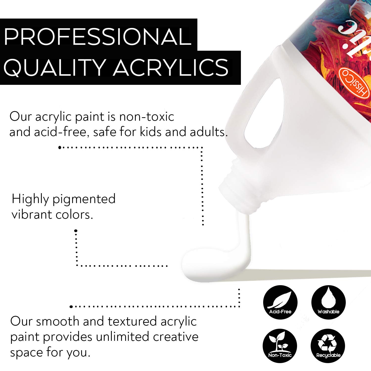 Acrylic Paint White Color (128 Oz/1 Gallon), Titanium White With Rich Pigment Non Toxic Paint For Kids Students Artists Painters