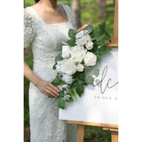 (Pack Of 2 Artificial Flowers Decorations, Wedding Flowers, Wedding, Banquet, Party, Reception Entrance Welcome Sign And Background Decoration(White)
